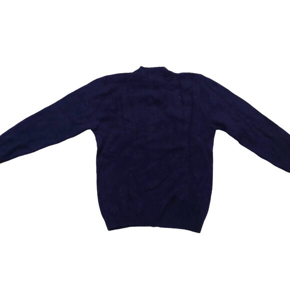 Billie Jo Vintage 1940s-1950s Navy Blue 100% Wool Long Sleeve Cardigan Sweater - Picture 5 of 9